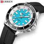Men’s Sport Quartz Watch – Luminous Dial, Waterproof, Black Silicone Strap