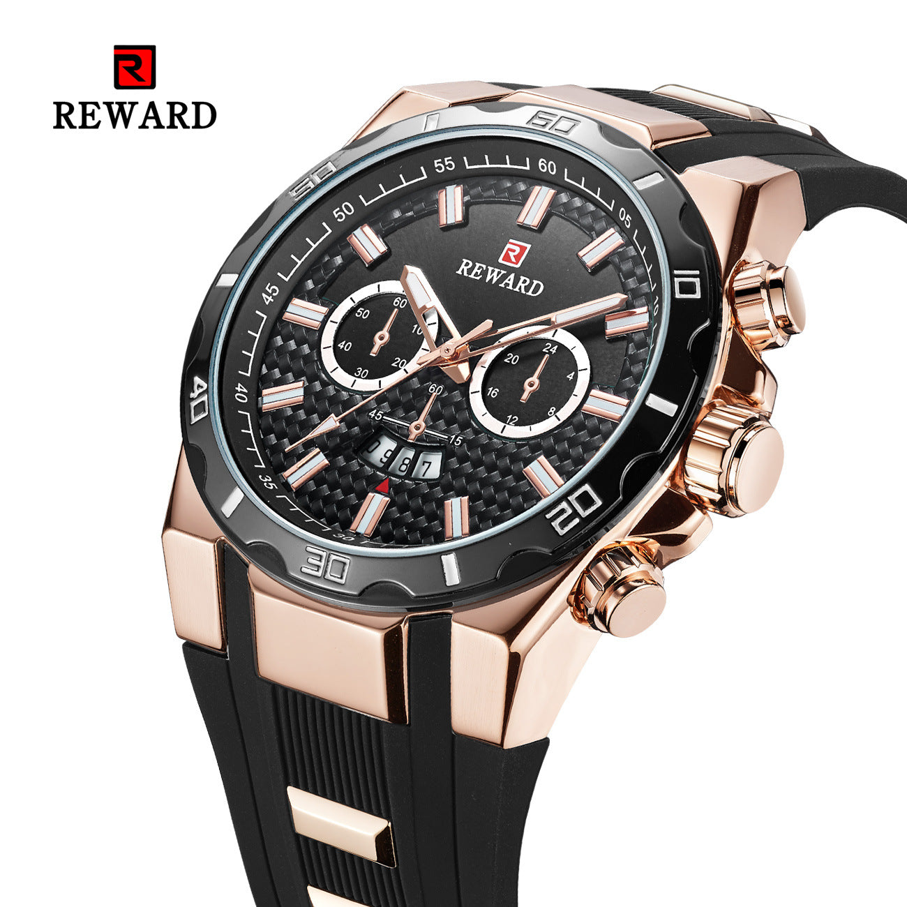 Reward VIP Signature Series Men’s Watch – Premium Black Dial & Rose Gold Case With Box