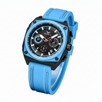 Where Style Meets Function | Men’s Chronograph Watch | Waterproof Watch with Rubber Strap(Blue)