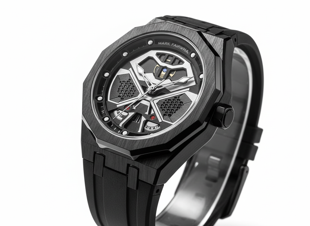 Mark Fairwhale FM‑5590 Men’s Luxury Sport Watch – Black Dial, Silicone Band, Waterproof Design