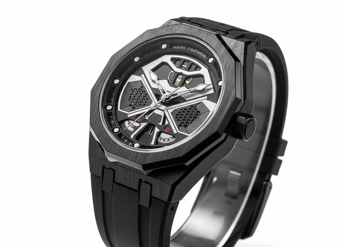 Mark Fairwhale FM‑5590 Men’s Luxury Sport Watch – Black Dial, Silicone Band, Waterproof Design